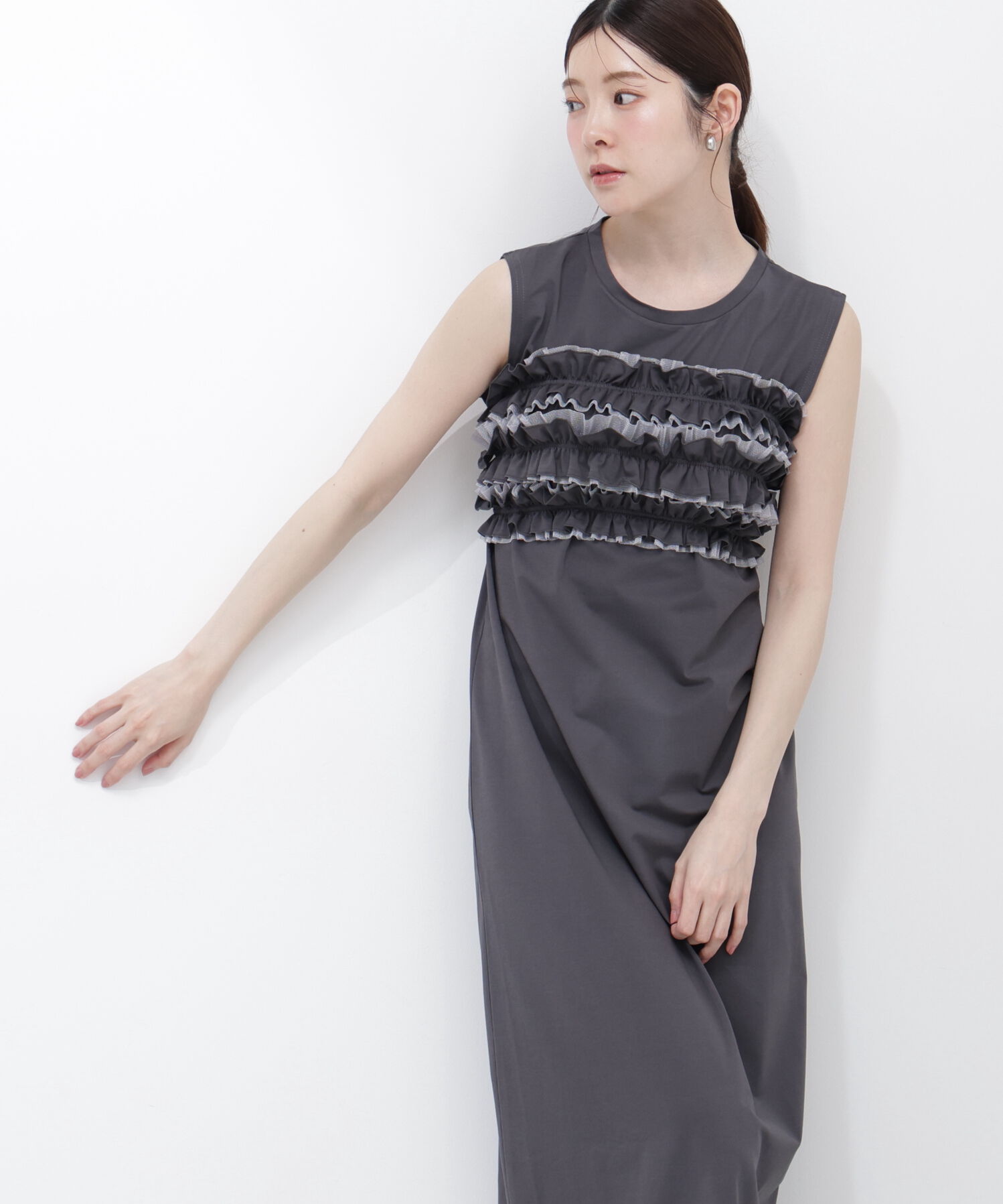 PROPORTION BODY DRESSING「〈a/mie〉フリルベア付きカットワンピース」|ワンピース|