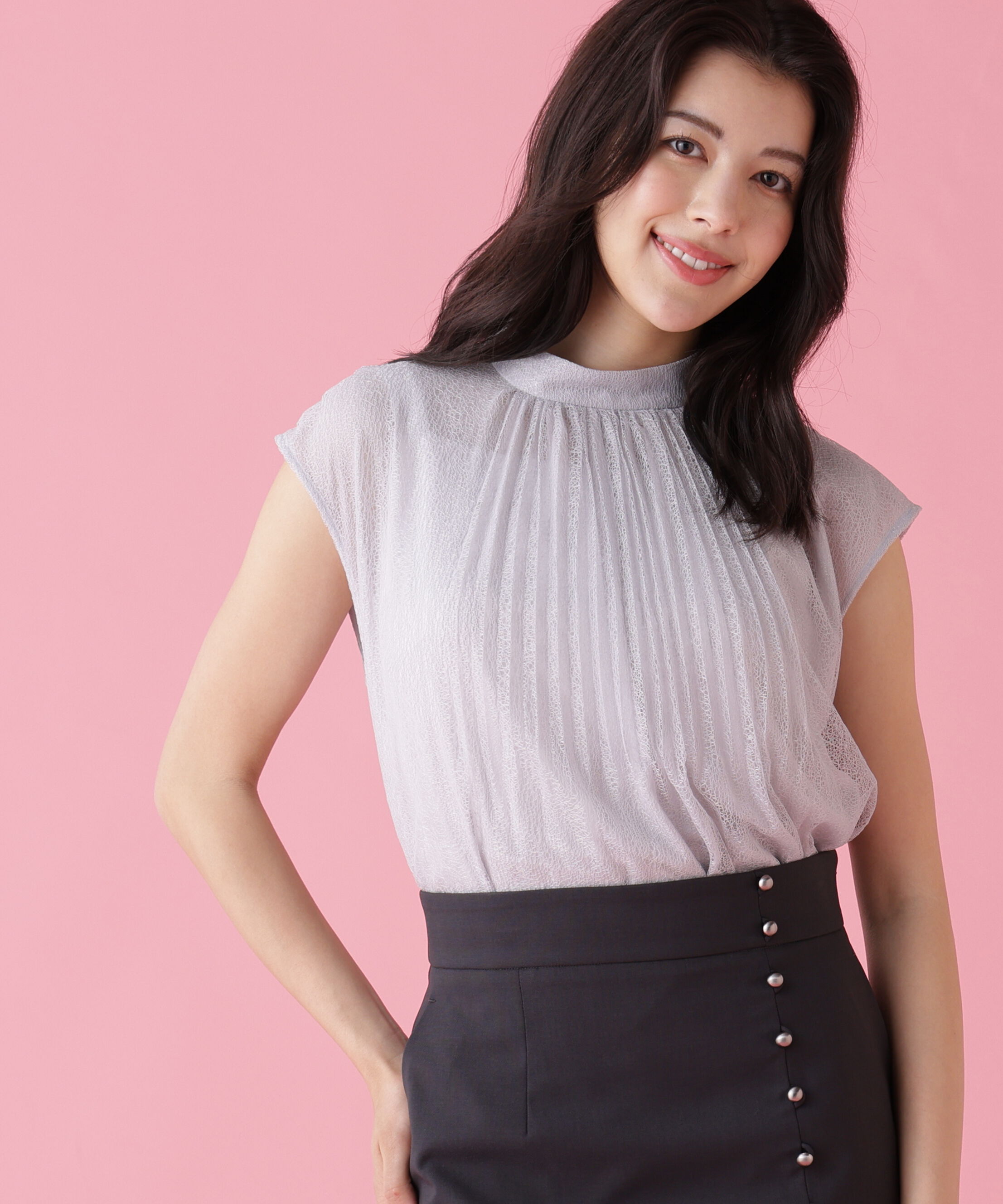  「［ハイスぺ総研監修］［美香さん着用］レースプリーツブラウス」|シャツ・ブラウス|
