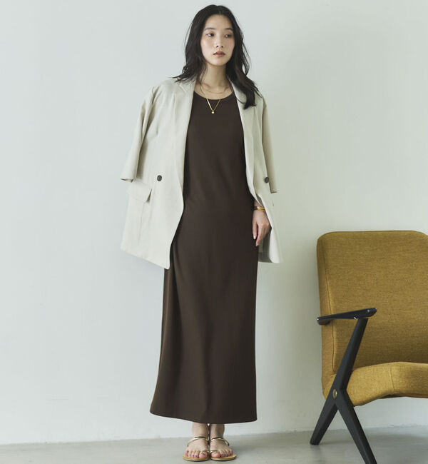 Doux archives「フレンチスリーブリブワンピース」|ワンピース|BROWN