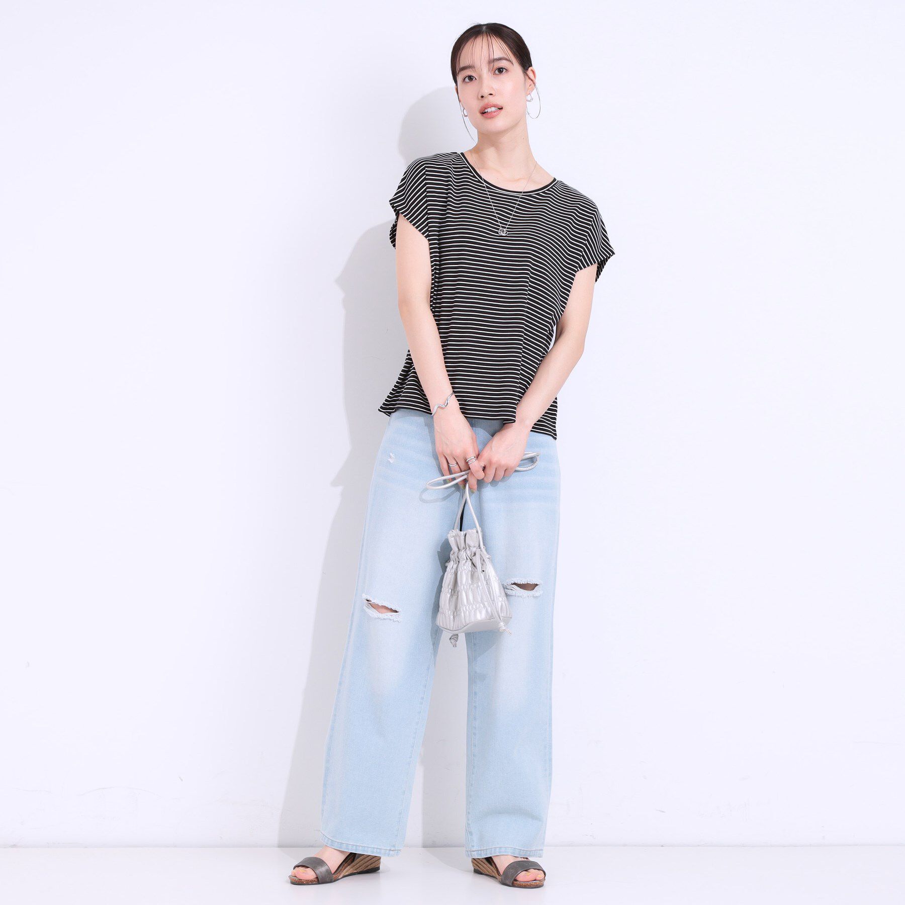 SHOO･LA･RUE「【S-LL/2点セット】程よい甘さをプラス Tシャツ＋チュールトップス」|Tシャツ・カットソー|