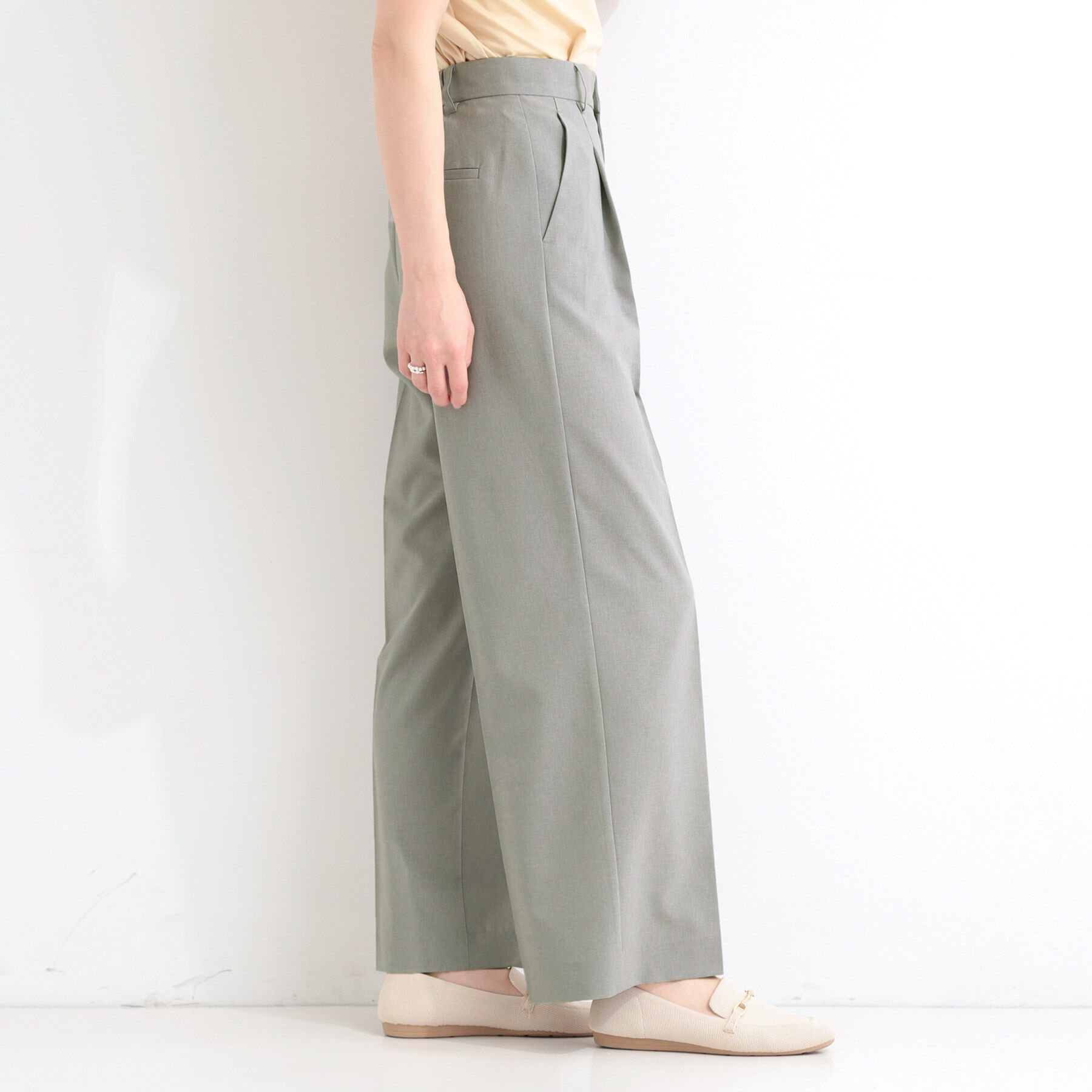 SHOO･LA･RUE「【セットアップ可/洗濯後しわになりにくい/UV/給水速乾/S-LL】シンプルに美しく ひんやりタック」|その他|