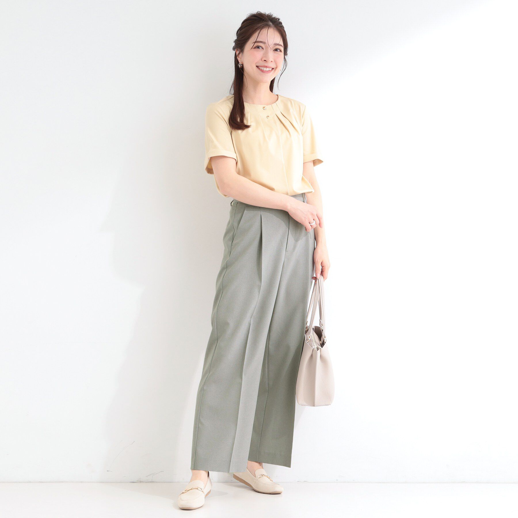 SHOO･LA･RUE「【セットアップ可/洗濯後しわになりにくい/UV/給水速乾/S-LL】シンプルに美しく ひんやりタック」|その他|
