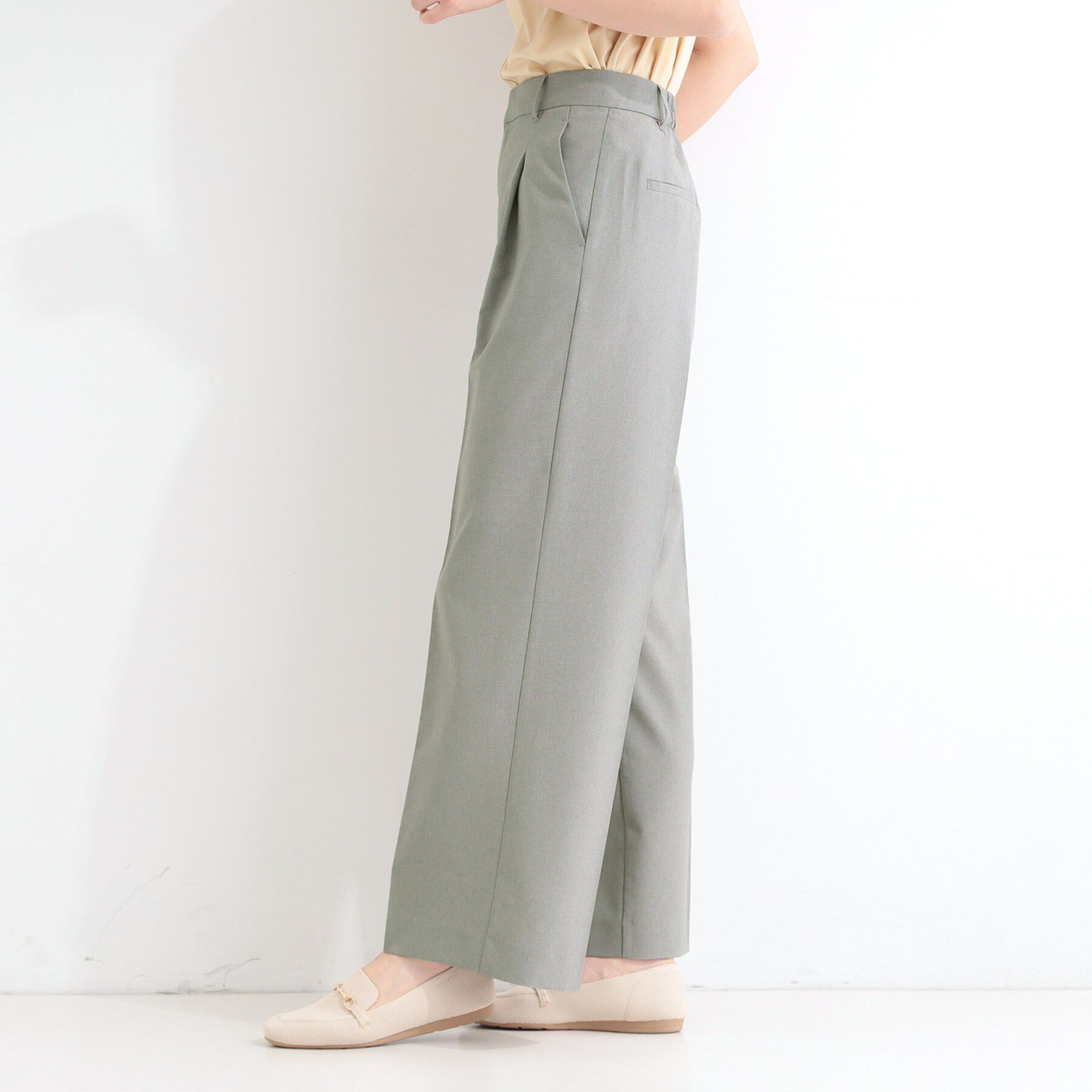 SHOO･LA･RUE「【セットアップ可/洗濯後しわになりにくい/UV/給水速乾/S-LL】シンプルに美しく ひんやりタック」|その他|