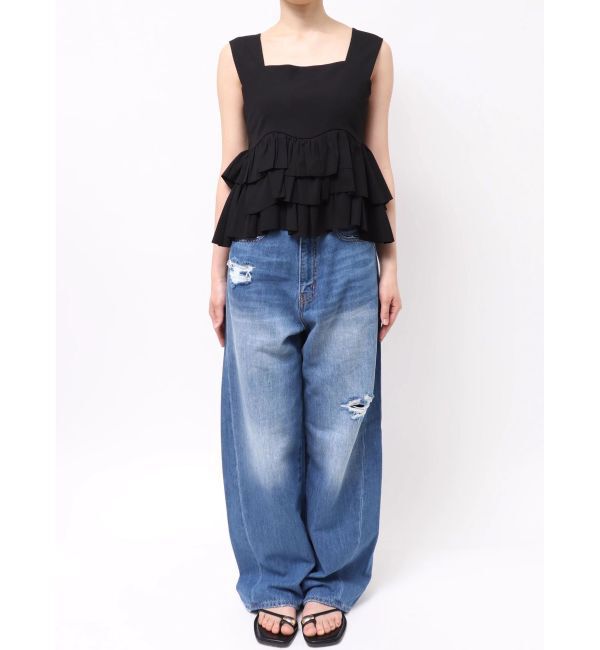 LAGUNAMOON「カーブペプラムカットノースリトップス」|Tシャツ・カットソー|