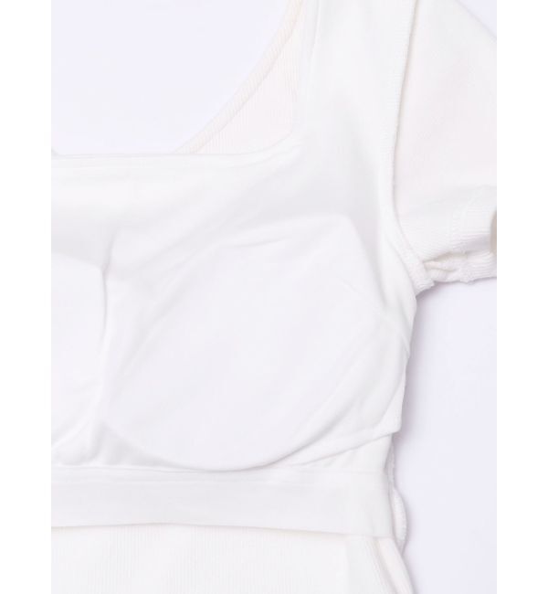EVRIS「ハーフスリーブバックリボンスクエアネックトップス」|Tシャツ・カットソー|