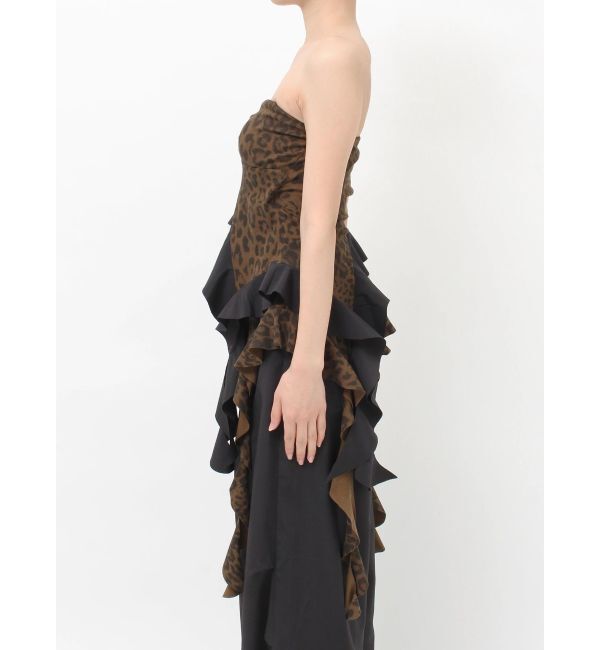 GYDA「LEOPARD HEM DRAPE EDGEベアTOPS」|チューブトップ|