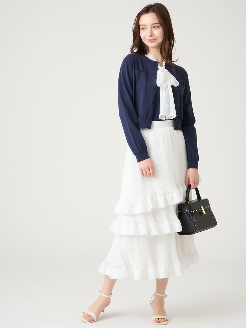 CELFORD「【洗える】【UVカット】シフォンボウタイニットプルオーバー」|ニット・セーター|