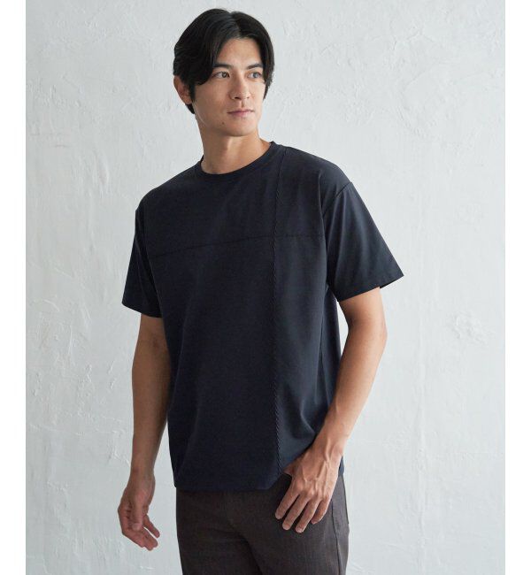 ikka「【接触冷感】ステッチ刺繍Tシャツ」|Tシャツ・カットソー|ネイビーブルー