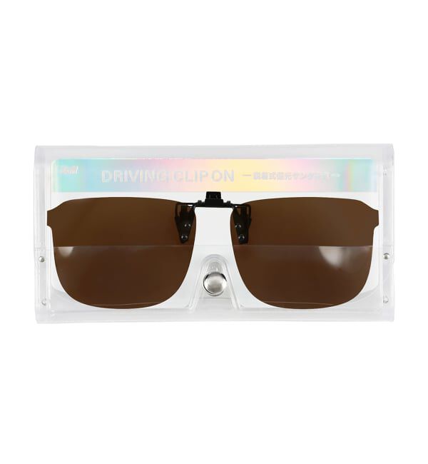  「SUNCUTGlasses/UV100％CUT STANDARD ウェリントン型 サングラス | 偏光機能搭載 クリップオン  STANDARD」|サングラス|薄ブラウン1