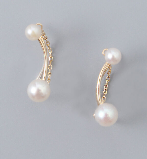 JUPITER「【K10】淡水パールチェーンイヤリング/ピアス」|ピアス|ゴールド