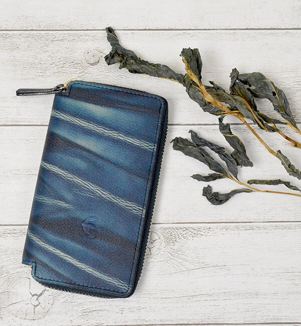 Kinuya Indigo「W409 本革　藍染め　絞り　Wallet」|財布|