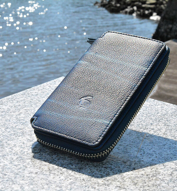 Kinuya Indigo「W409 本革　藍染め　絞り　Wallet」|財布|