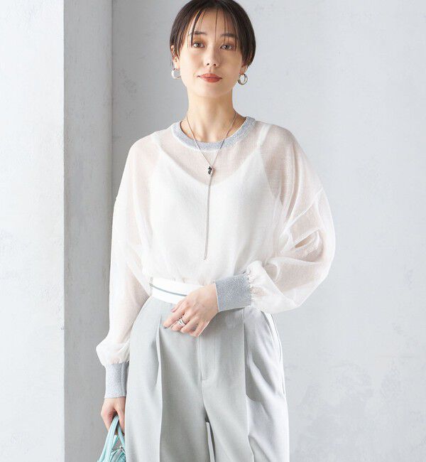 SHIPS for women「〈手洗い可能〉シアー ラメ クルーネック プルオーバー 24SS ◇」|ニット・セーター|