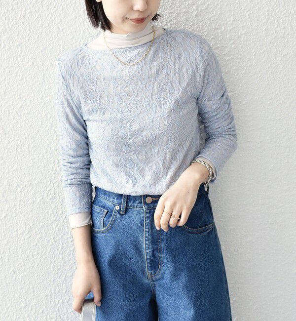 SHIPS Colors 「SHIPS Colors:〈手洗い可能〉ストレッチ レース ボートネック トップス◇」|Tシャツ・カットソー|