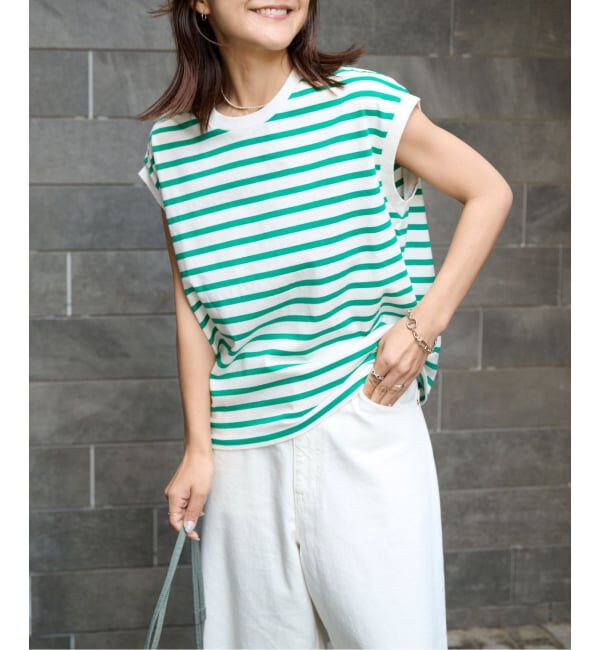 OUTDOOR PRODUCTS Usual Things「コットンボーダーワイドノースリTEE」|Tシャツ・カットソー|