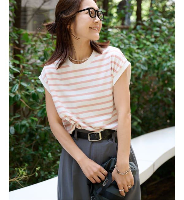 OUTDOOR PRODUCTS Usual Things「コットンボーダーワイドノースリTEE」|Tシャツ・カットソー|