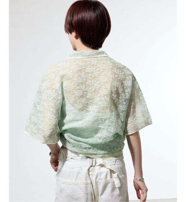 IENA「《一部店舗限定/手洗い可》フラワージャガード シャツプルオーバー」|ニット・セーター|