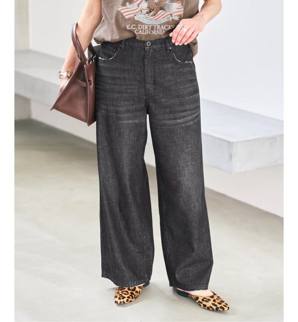 Spick and Span「《予約》5 1/2 DEEP RISELOOSE DENIM」|デニム|ブラック