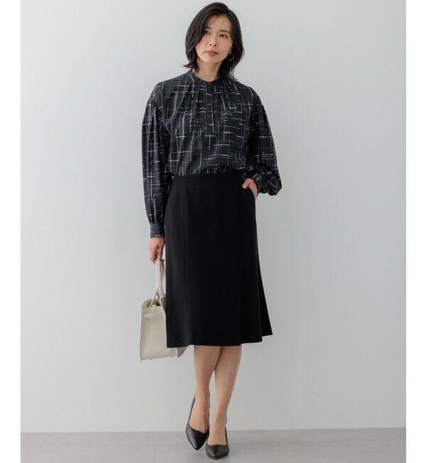 23区「【洗える】モノクロトーンプリント ブラウス」|シャツ・ブラウス|