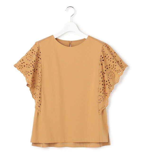 23区「カットワークエンブロイダリー デザインスリーブ トップス」|Tシャツ・カットソー|