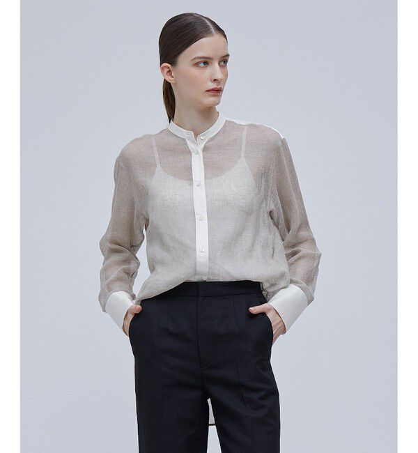 BEIGE,「MATHIEU / バンドカラーシャツ」|シャツ・ブラウス|Flax