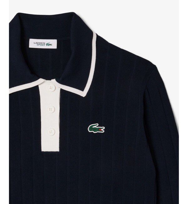 LACOSTE「ハイストレッチ バイカラーポロカラーゴルフニットセーター」|ニット・セーター|