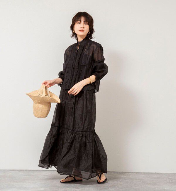 NOLLEY'S sophi「【MARILYN MOON】sheer starched cotton lace tieredスカート」|フレア|