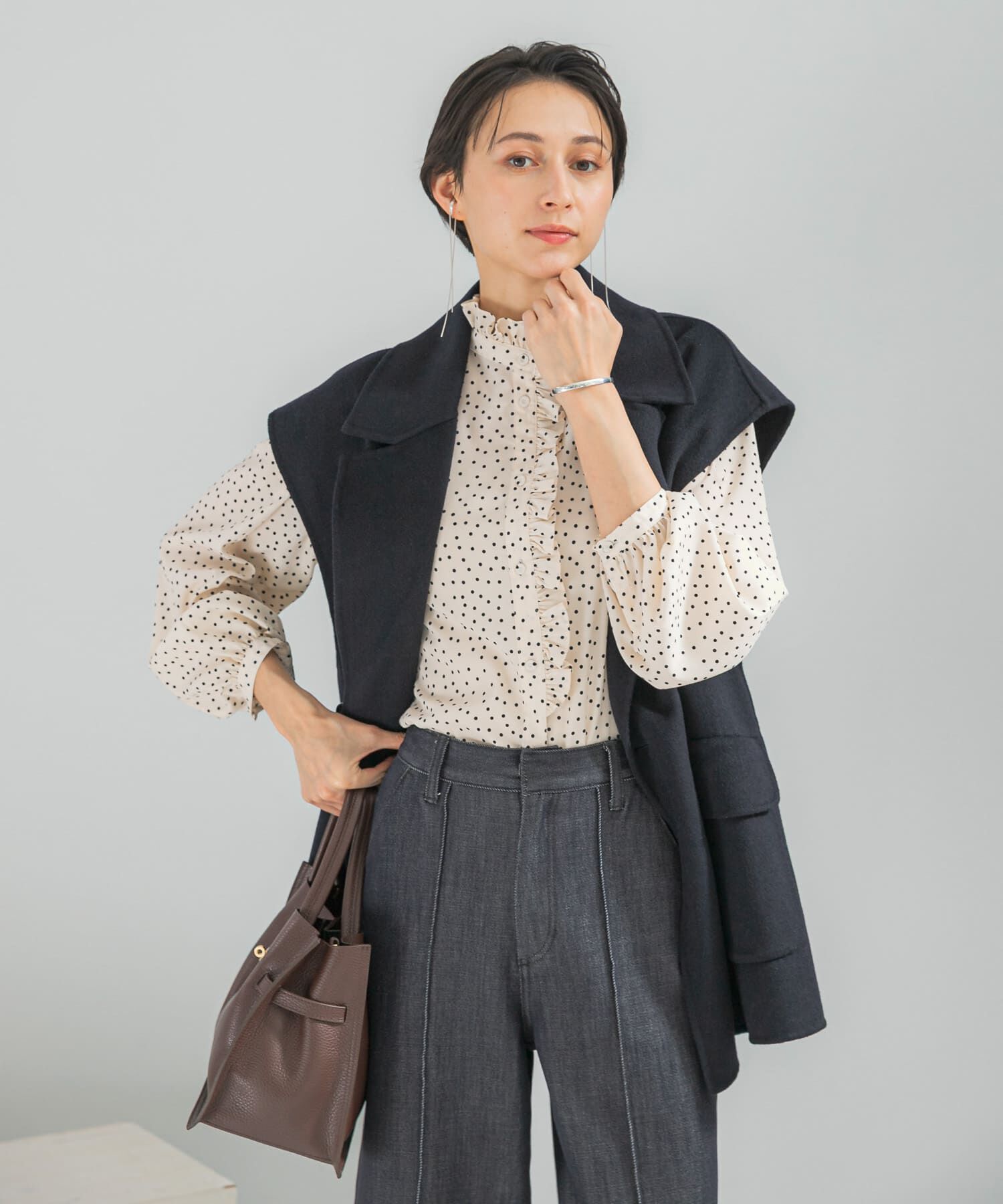 URBAN RESEARCH ROSSO「『WEB限定』フリルスタンドカラーシャツ」|シャツ・ブラウス|