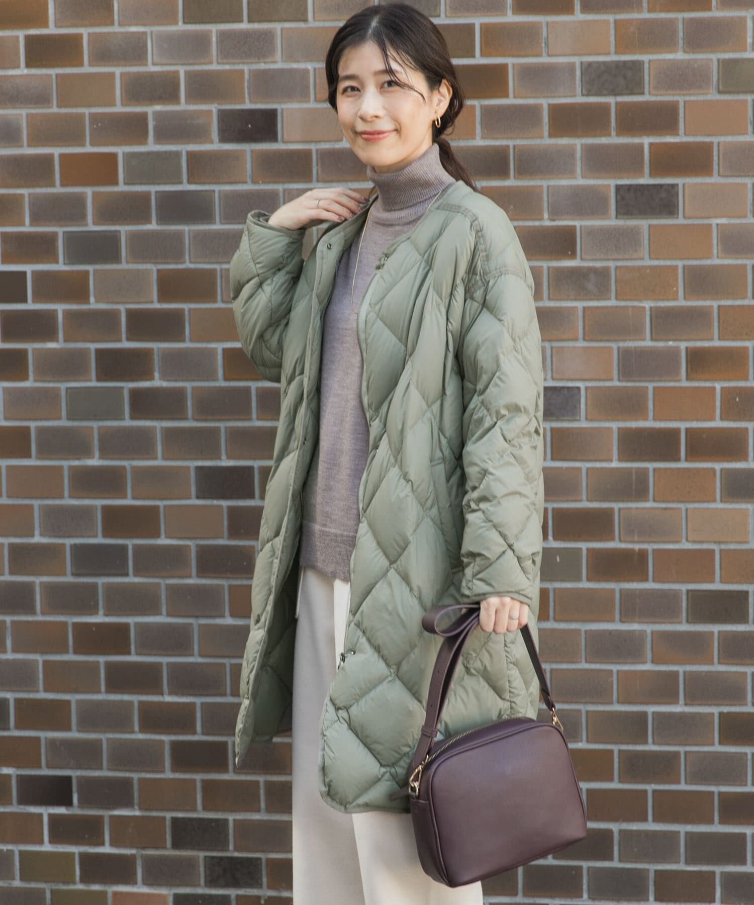 URBAN RESEARCH DOORS「ライトダウンキルトロングコート」|ノーカラーコート|