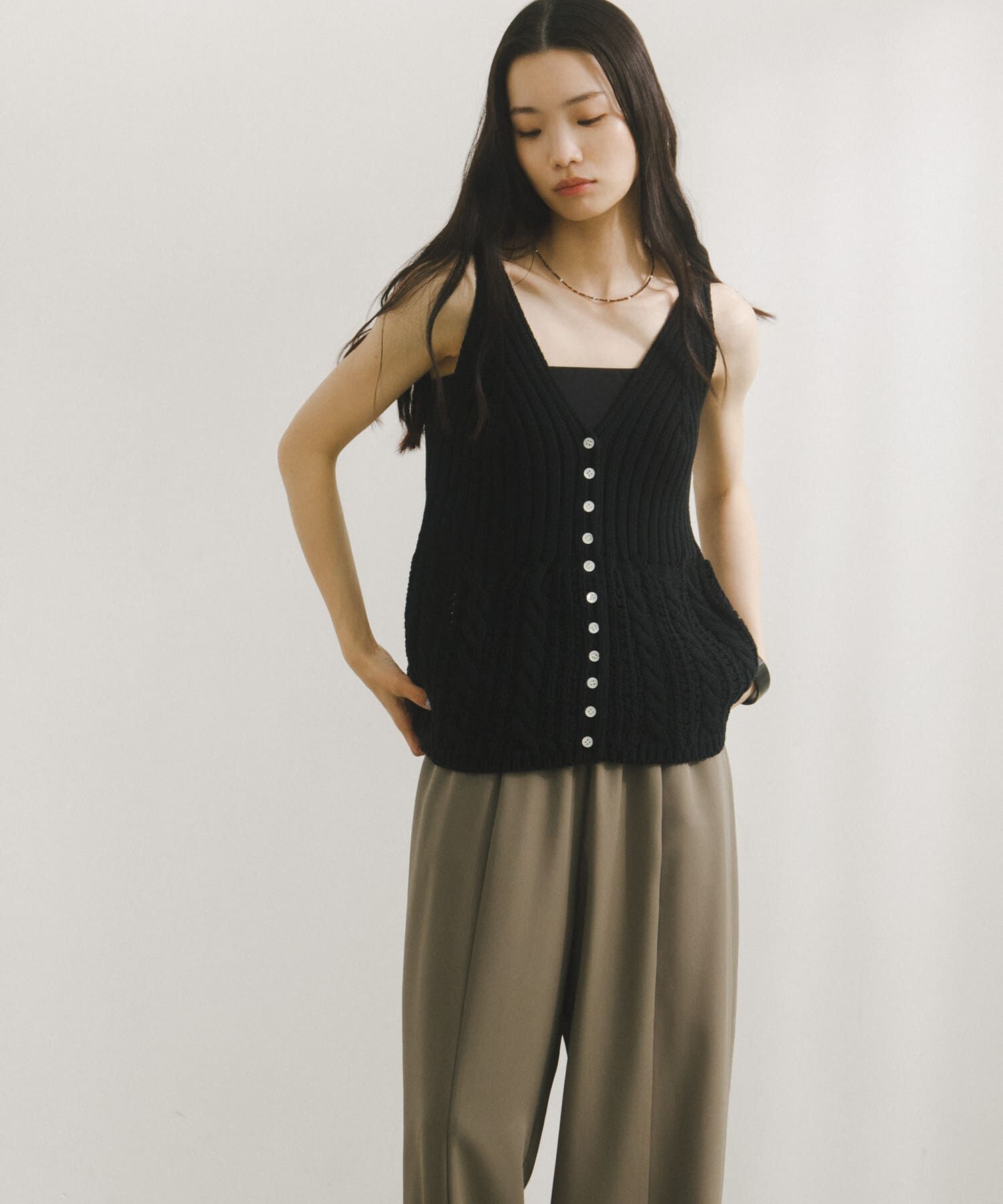 URBAN RESEARCH DOORS「Button Cotton Knit Vest」|ベスト・ジレ|