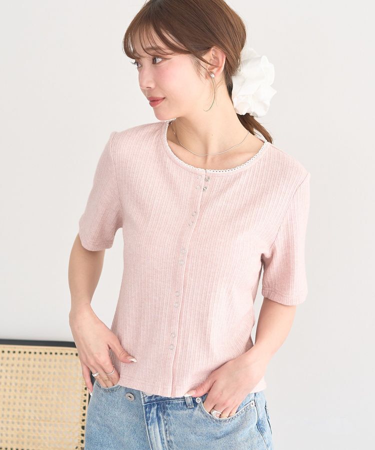 earth music&ecology「チェーンリブラメカットソー」|Tシャツ・カットソー|Pink