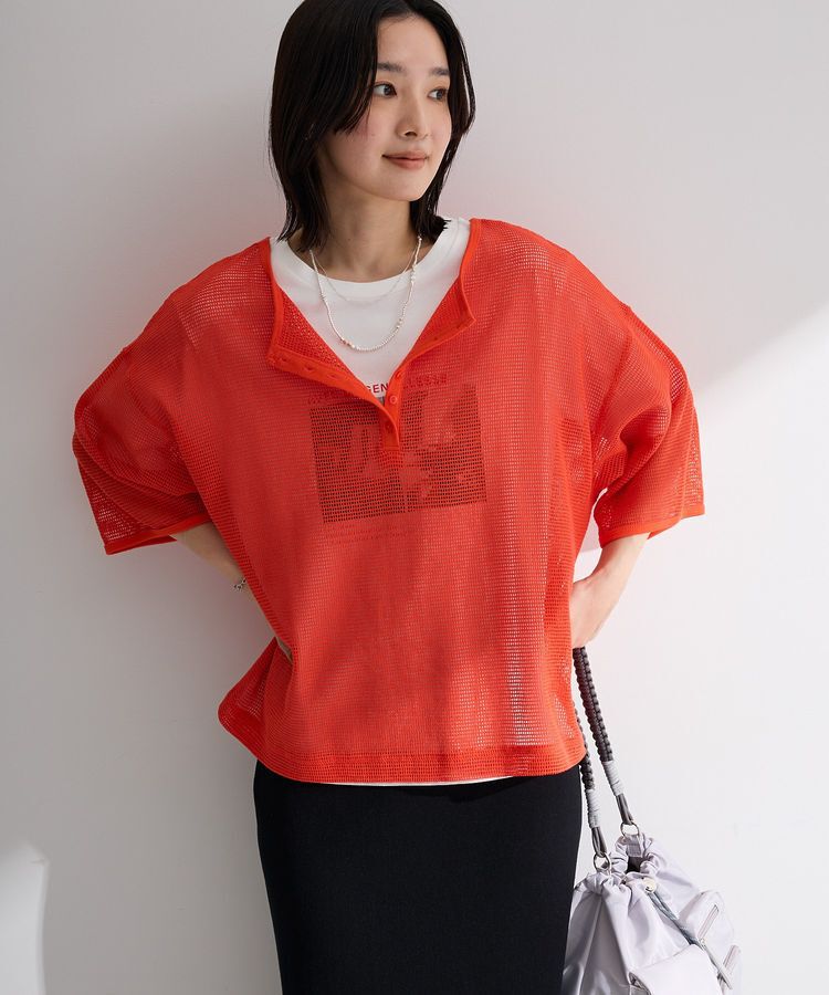 Green Parks「前後2wayコットンメッシュプルオーバー」|Tシャツ・カットソー|Red