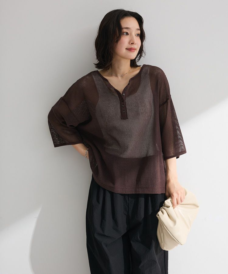 Green Parks「前後2wayコットンメッシュプルオーバー」|Tシャツ・カットソー|Brown