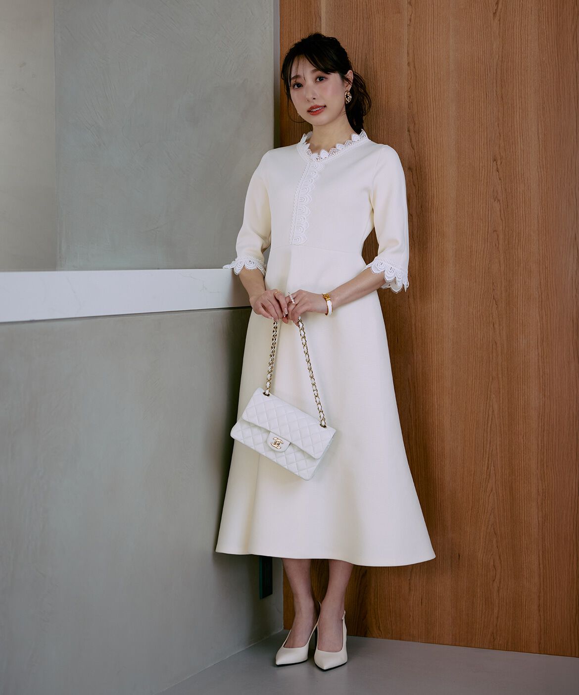 Maglie le cassetto「《M Maglie le cassetto&times;冨張愛》愛されクラシカル&ldquo;Lace&rdquo;ニットワンピース」|ワンピース|