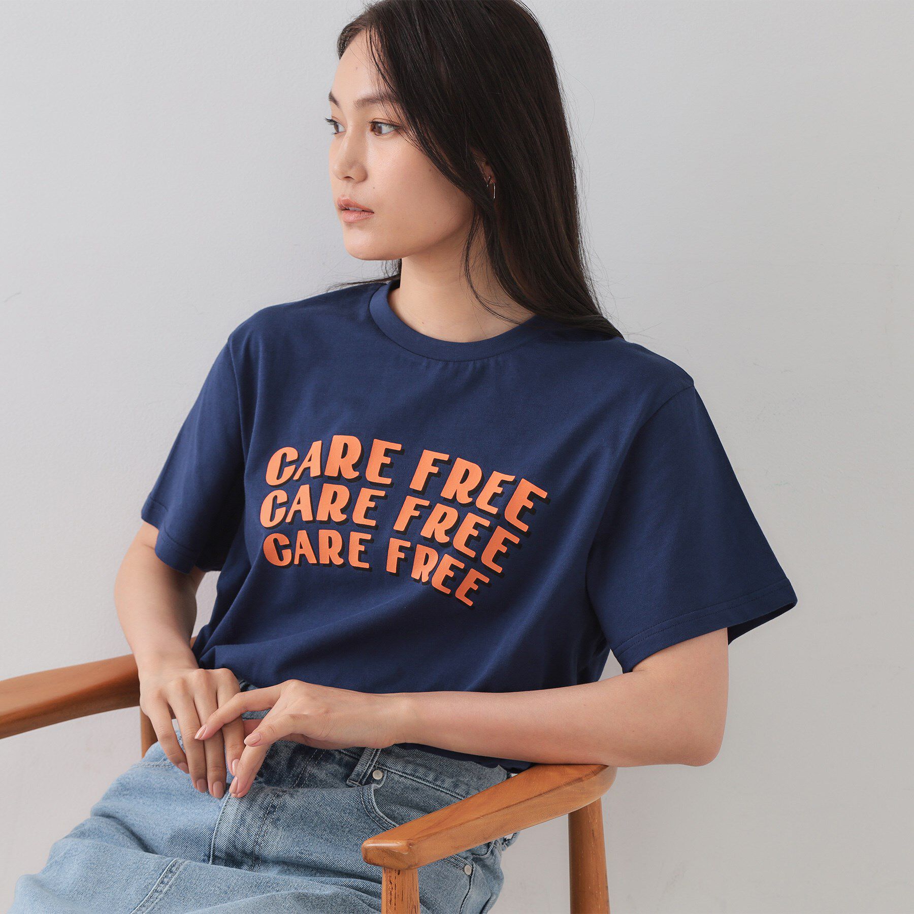 OPAQUE.CLIP「カラーロゴTシャツ【洗濯機洗い可】」|Tシャツ・カットソー|ネイビー(094)