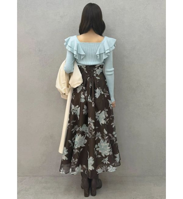 花柄バックレースアップフレアスカート MERCURYDUO ルミネのファッション通販 i LUMINE