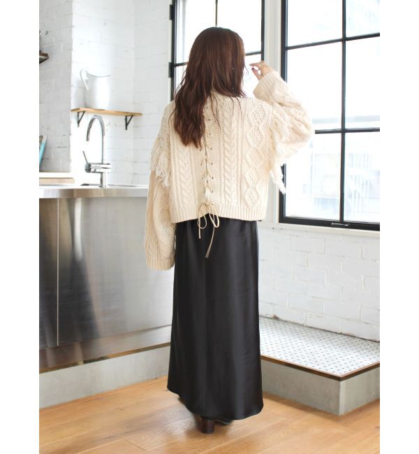 Ungrid「レースアップケーブルニット」|ニット・セーター|