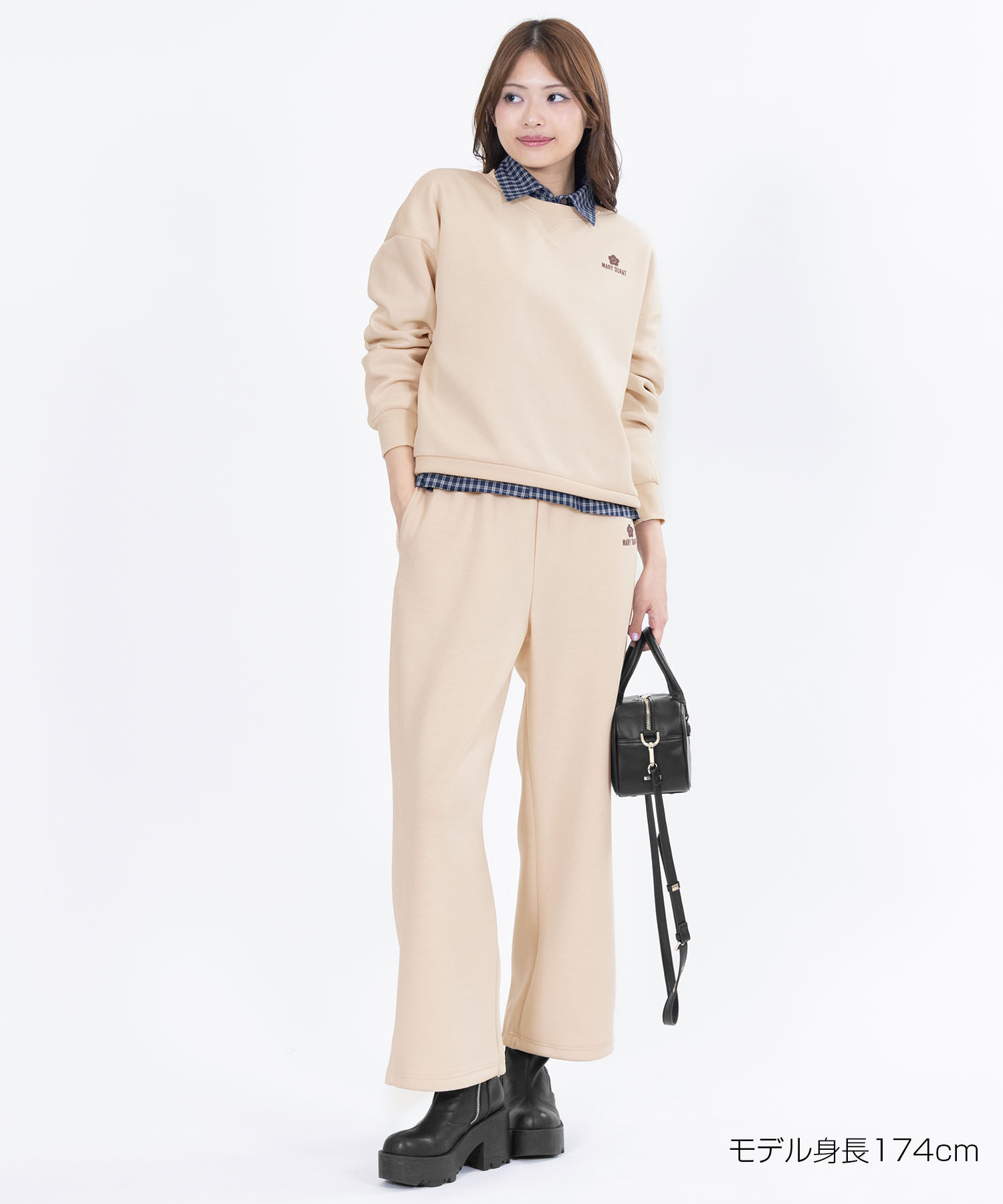 MARY QUANT「ロゴボンディング パンツ」|スラックス|アイボリー