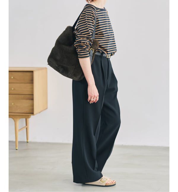Spick and Span「《予約》ダブルクロス1タックパンツ」|スラックス|