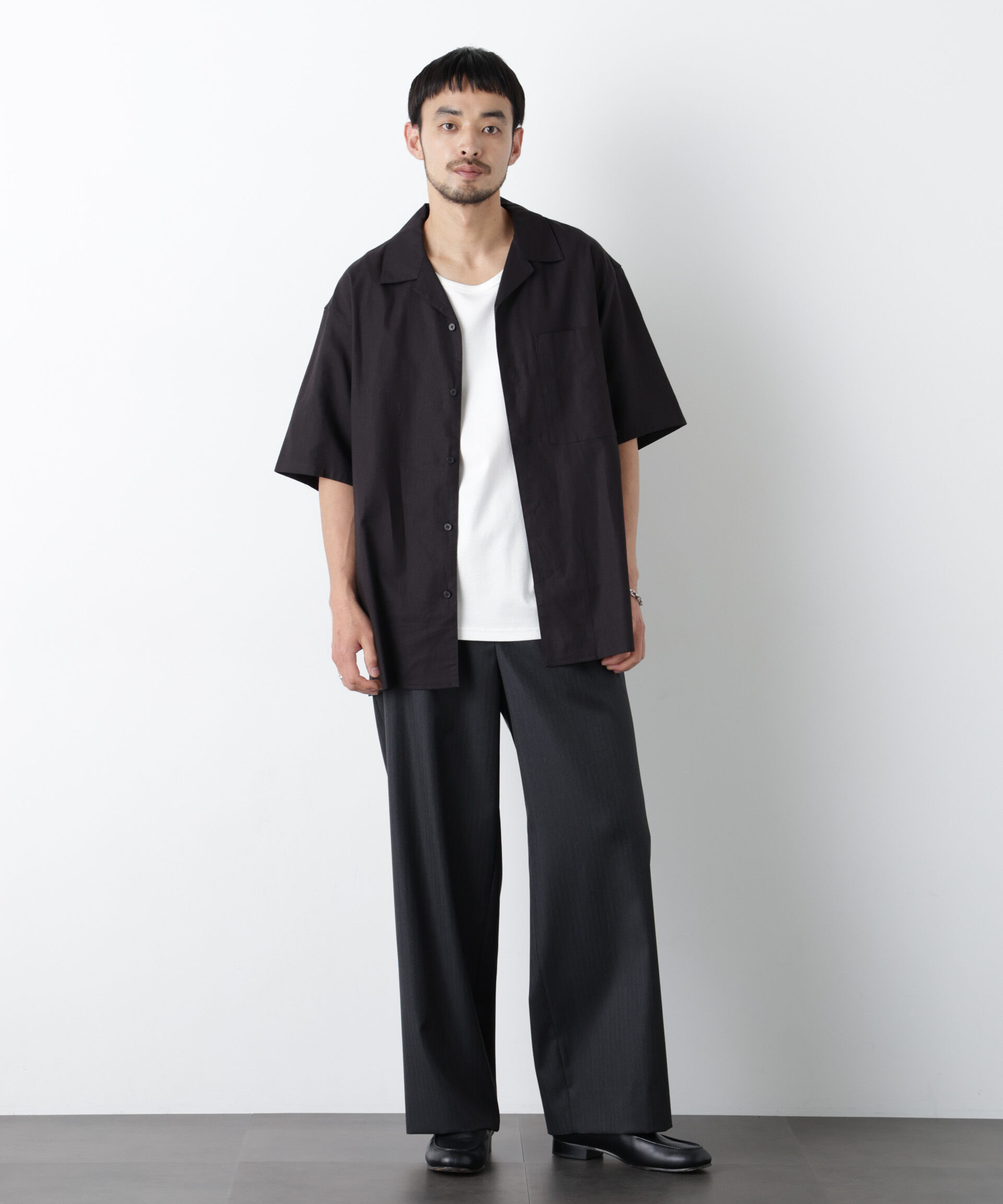 nano･universe「｢FRENCH LINEN｣ フライフロント半袖シャツ」|シャツ・ブラウス|