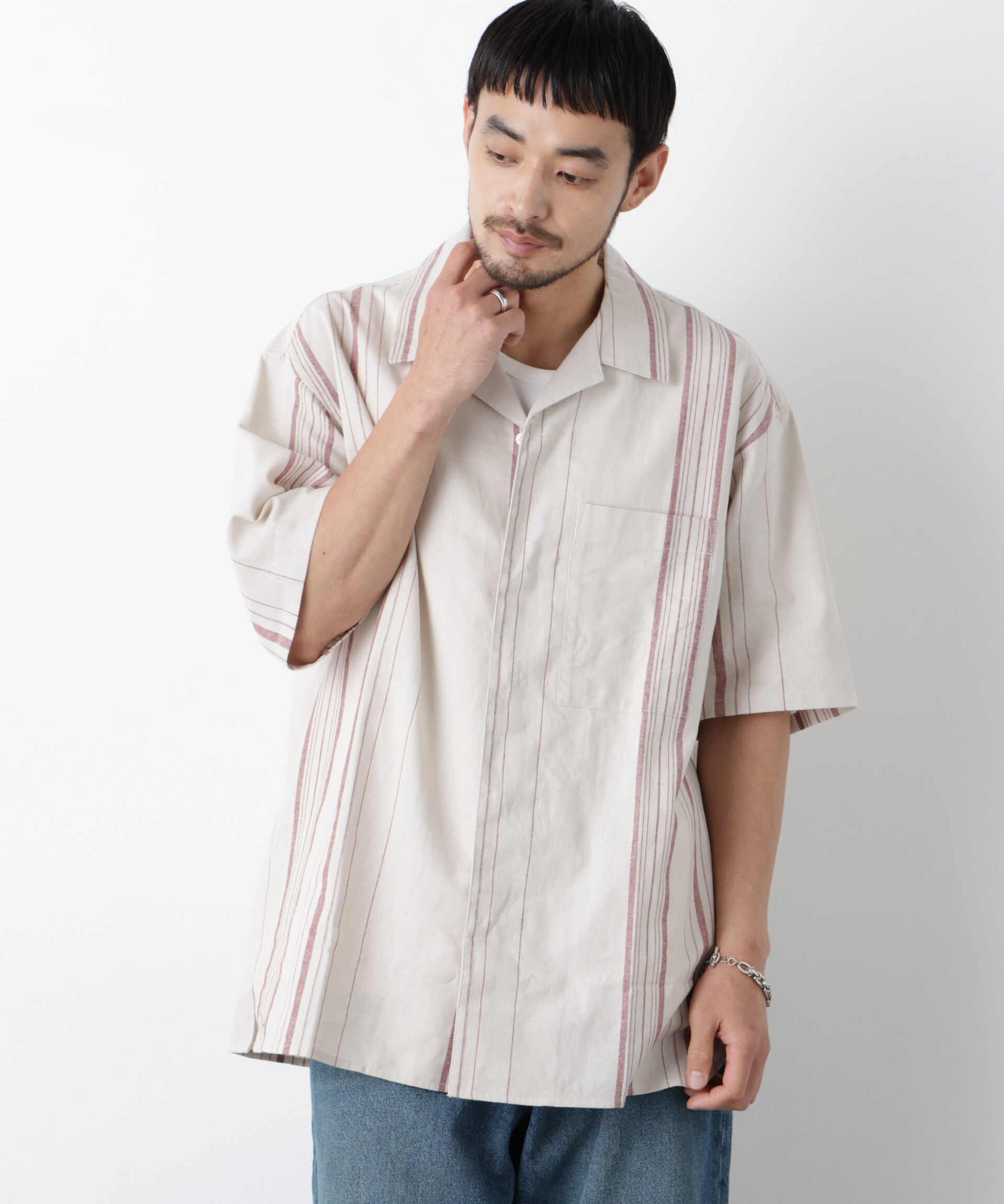 nano･universe「｢FRENCH LINEN｣ フライフロント半袖シャツ」|シャツ・ブラウス|パターン1