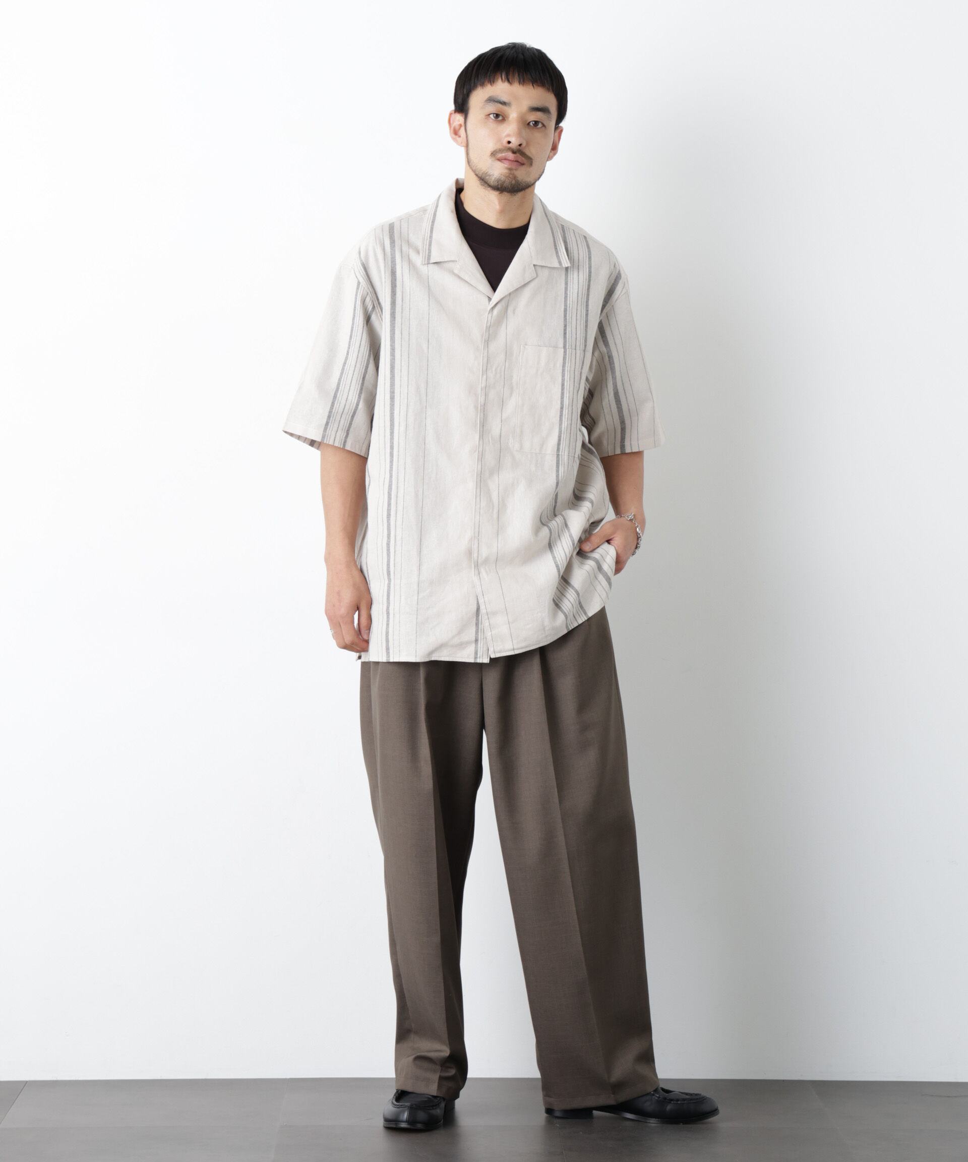 nano･universe「｢FRENCH LINEN｣ フライフロント半袖シャツ」|シャツ・ブラウス|