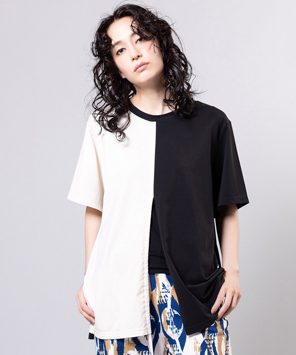  「2WAYドロストアレンジTシャツ」|Tシャツ・カットソー|IVORY&times;BLACK