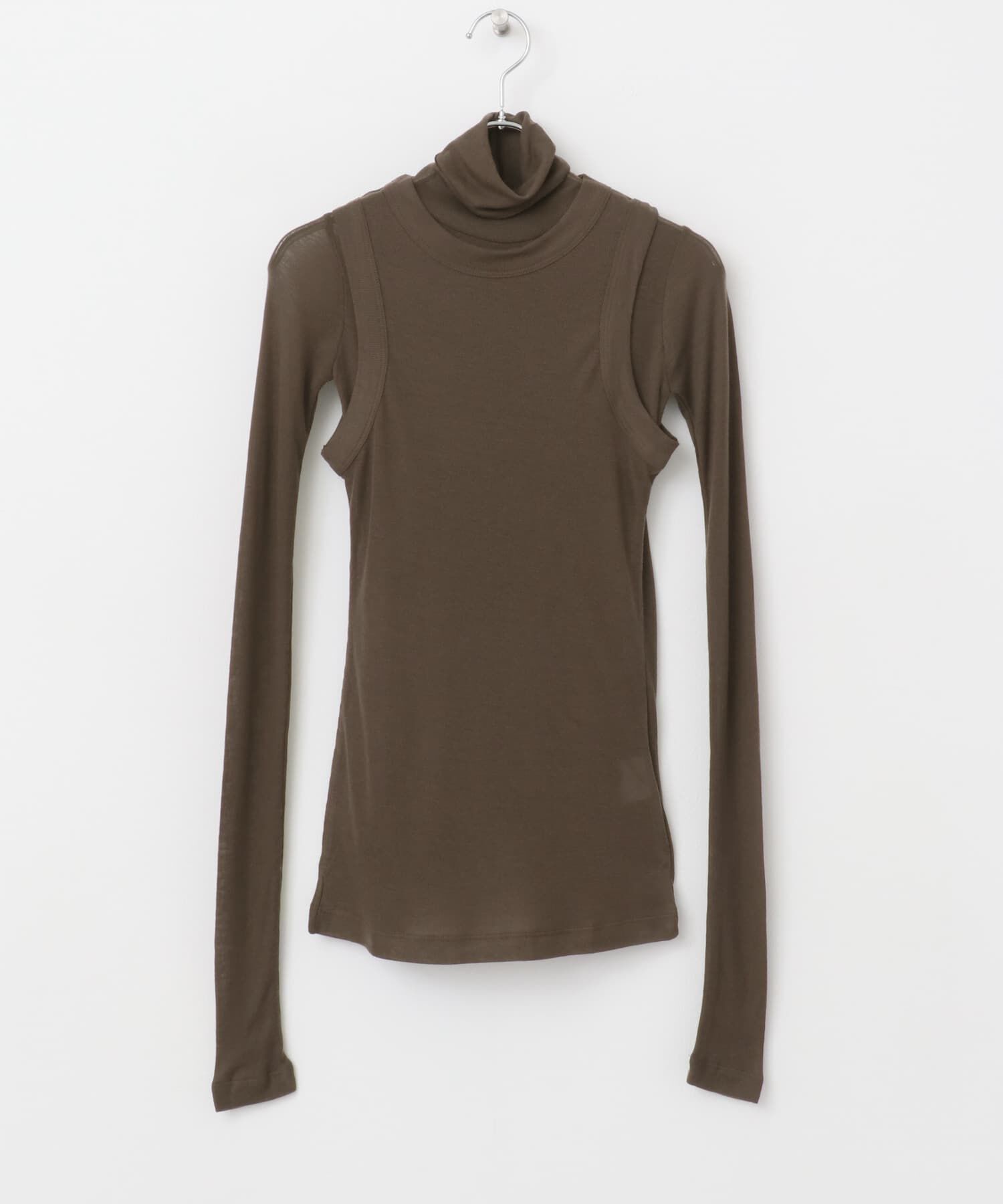 URBAN RESEARCH ROSSO「le　WOOL LAYERD TURTLE-NECK TOP」|Tシャツ・カットソー|ブラウン