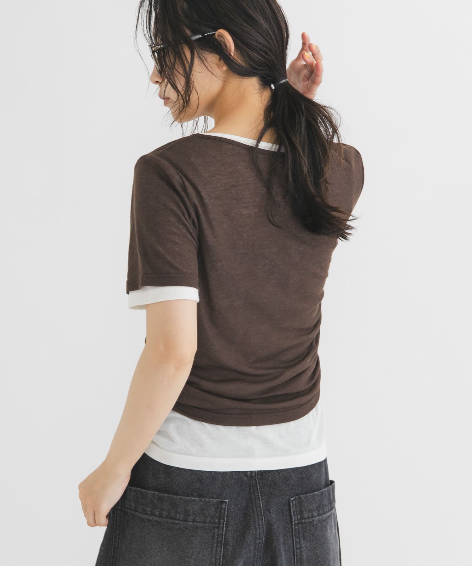  「バイカラーヘンリーネックTEE」|Tシャツ・カットソー|