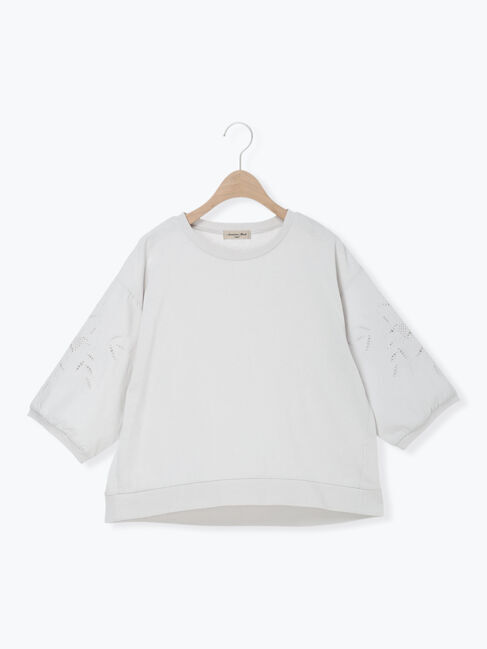 Samansa Mos2「袖カットワークプルオーバー」|Tシャツ・カットソー|Ｓグレー