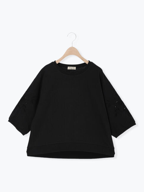 Samansa Mos2「袖カットワークプルオーバー」|Tシャツ・カットソー|ブラック
