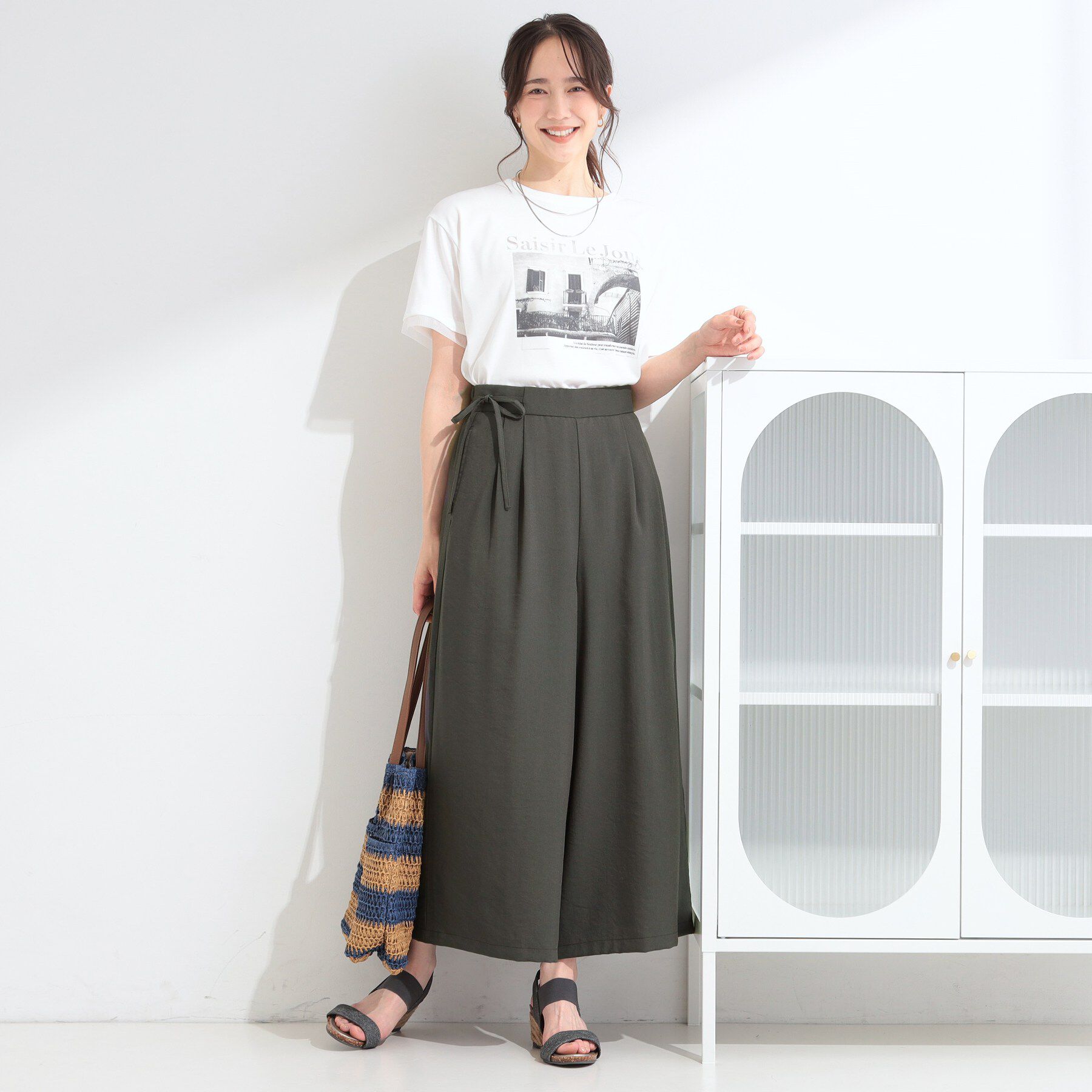 SHOO･LA･RUE「【S-LL／洗濯機可】リボン付きスカーチョパンツ」|その他|