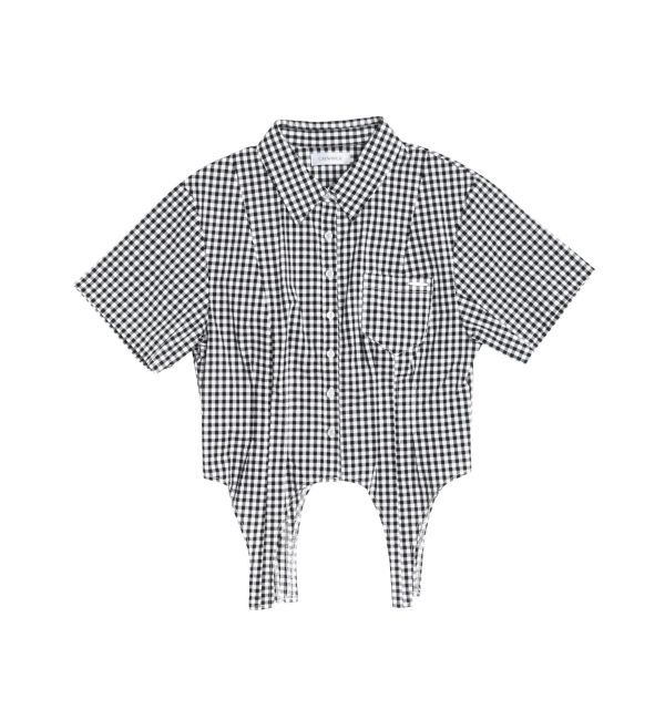 CALNAMUR「CORSET GINGHAM CHECK SHIRTS/コルセットギンガムチェックシャツ」|シャツ・ブラウス|ブラック