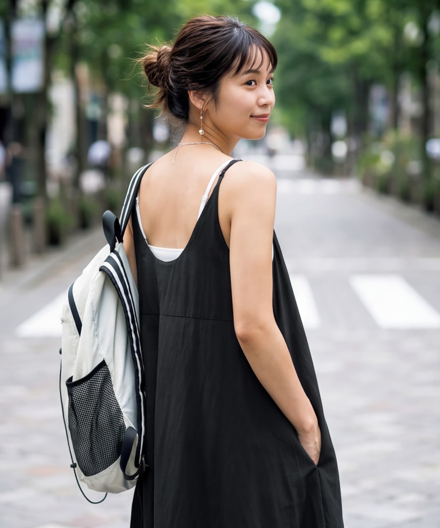 STYLE DELI「綿混ニュアンス質感Vキャミワンピース」|ワンピース|